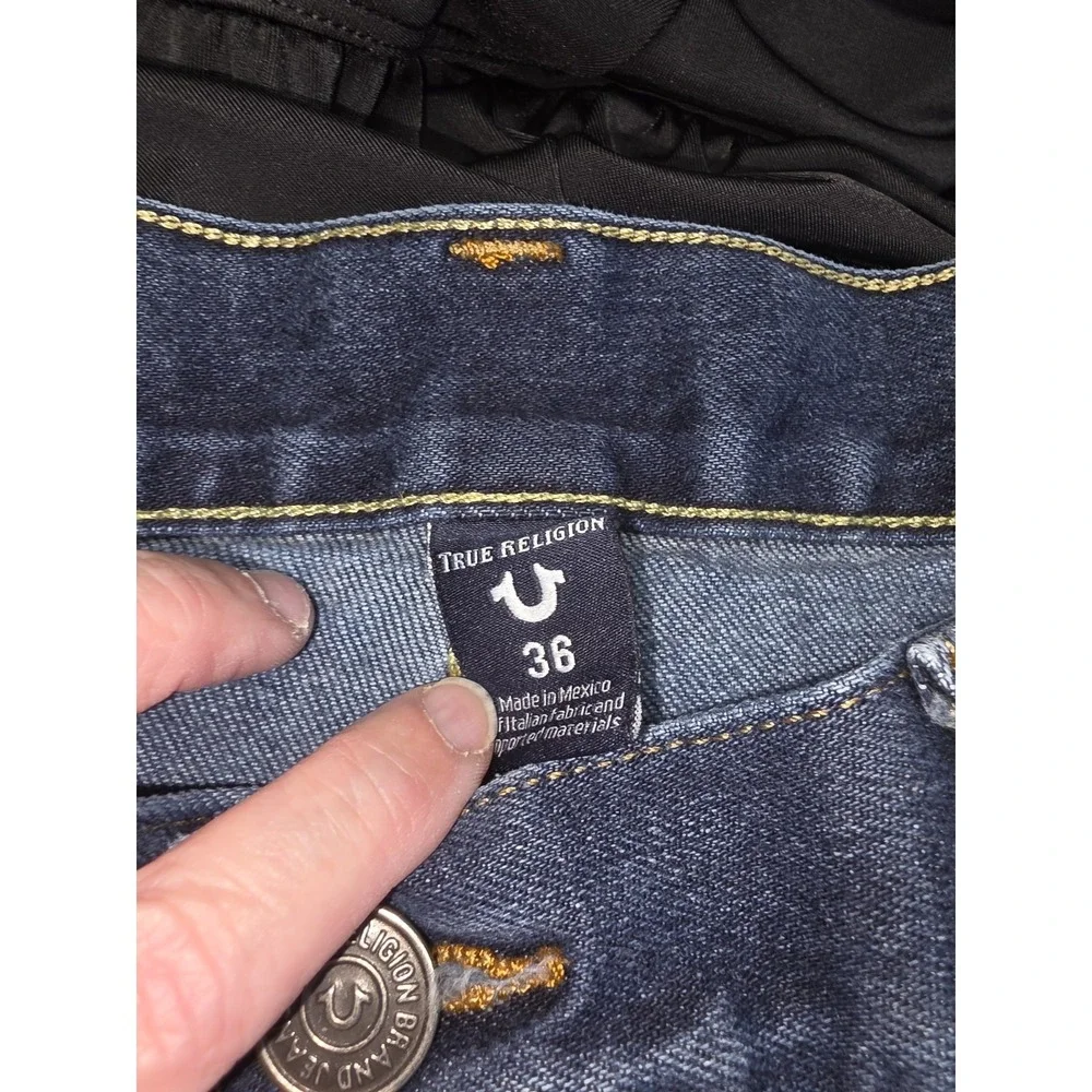 True Religion World Tour Straight Leg Blue Jeans with Flaps Men's 36x33